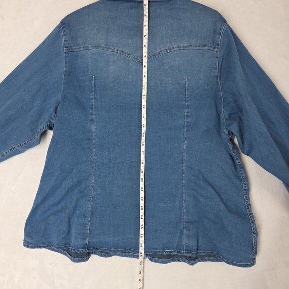True Religion Womens Western Denim Shirt Plus Size XXL NWT Rodeo Line Dance - Picture 6 of 11